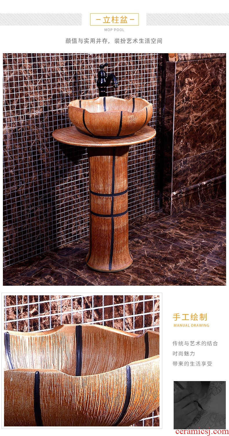 Archaize ceramic basin floor toilet lavabo, the post of song dynasty outside lavatory basin column combination