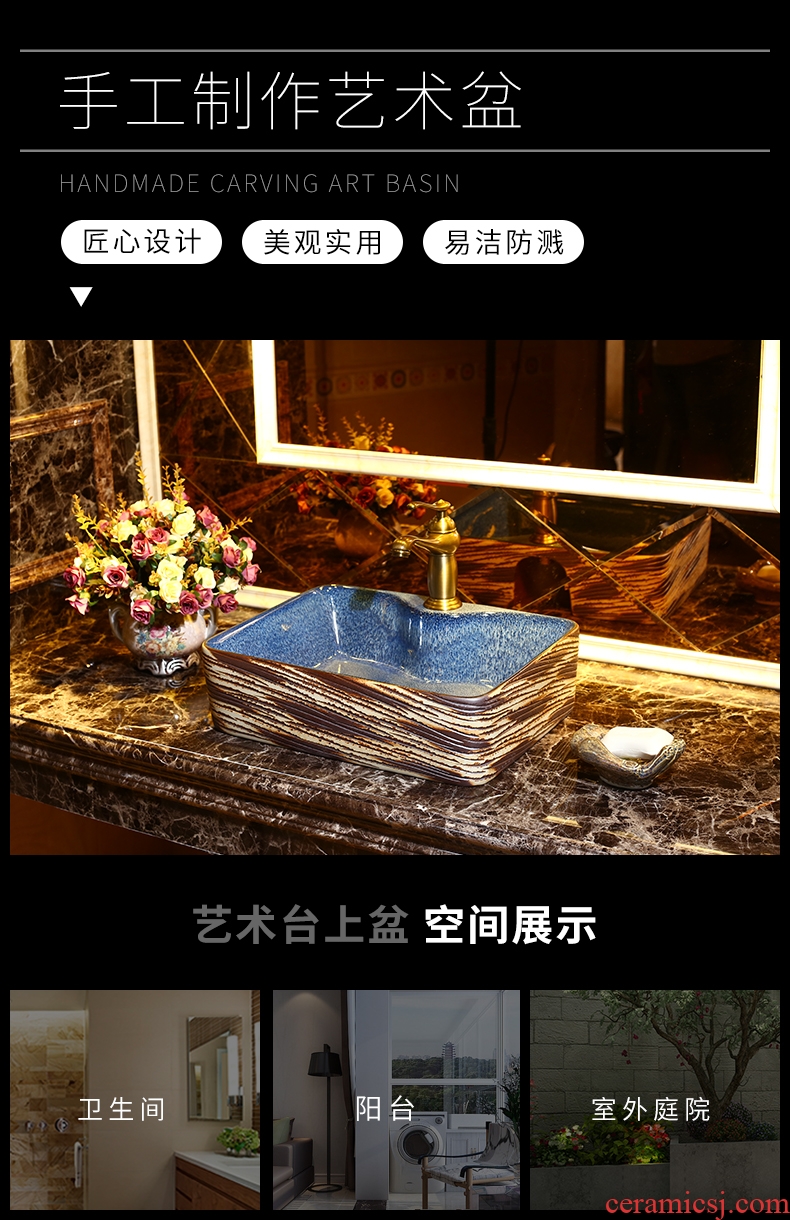 Zhao song American retro Mediterranean ceramic square basin size toilet lavabo Chinese lavatory on stage