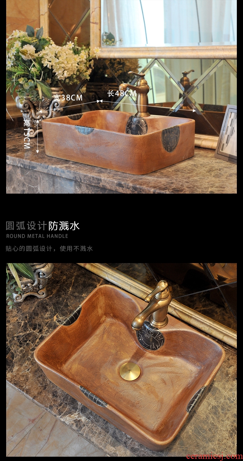 Restoring ancient ways of song dynasty square ceramic art stage hand washing basin hotel toilet stage basin large household