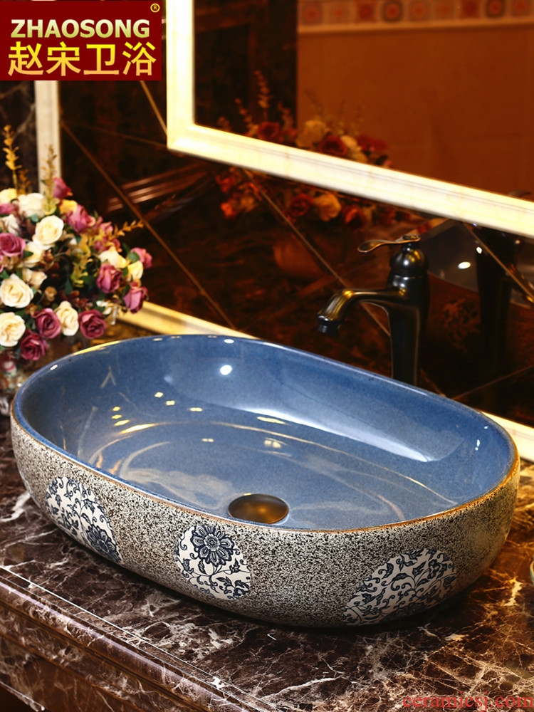 Zhao song European Mediterranean ceramics stage basin oval large household lavatory toilet lavabo, the balcony