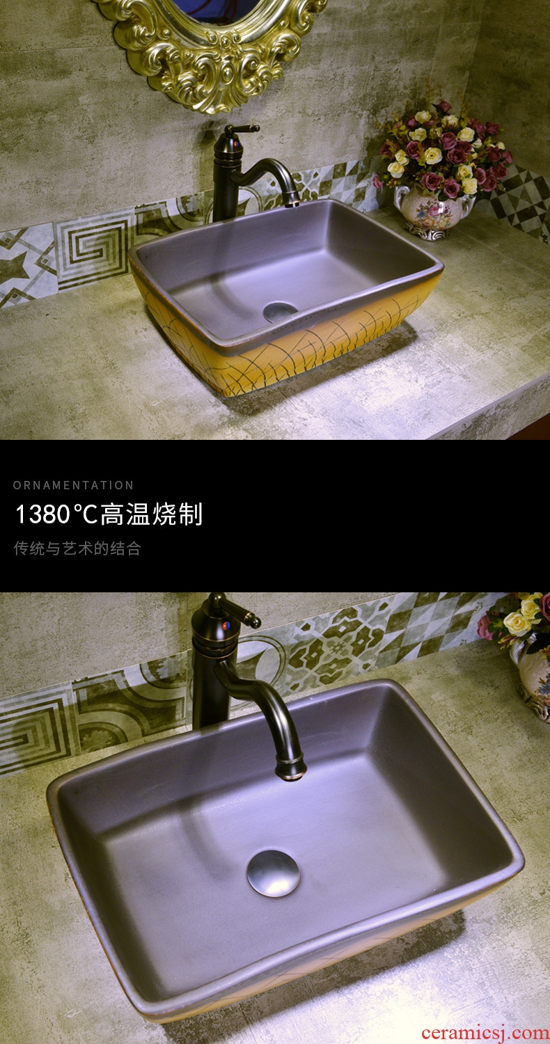 Creative household porcelain of song dynasty stage basin square hotel lavabo legend basin sink art basin of restoring ancient ways