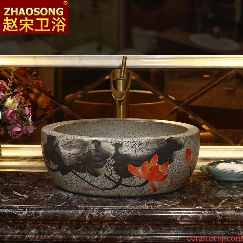 Chinese style restoring ancient ways of song dynasty ceramic lavabo thickening outdoor stage basin bathroom wash basin of continental basin