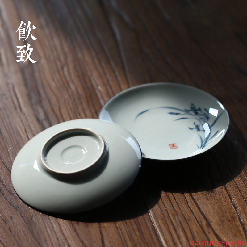 Drink to jingdezhen hand-painted teacup pad of blue and white porcelain ceramic cup spare parts for Japanese insulation pad tea cups