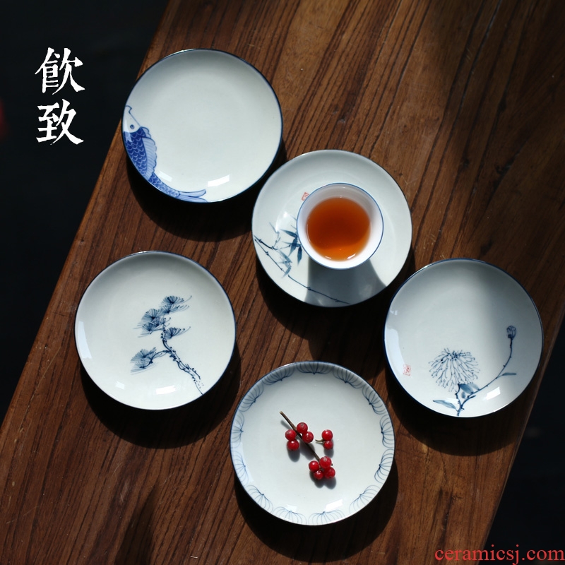 Drink to jingdezhen hand-painted teacup pad of blue and white porcelain ceramic cup spare parts for Japanese insulation pad tea cups