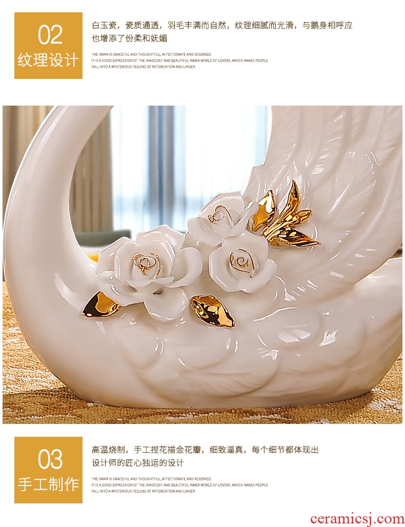 Practical wedding present European furnishing articles swan wine accessories creative living room TV ark ceramic craft gift