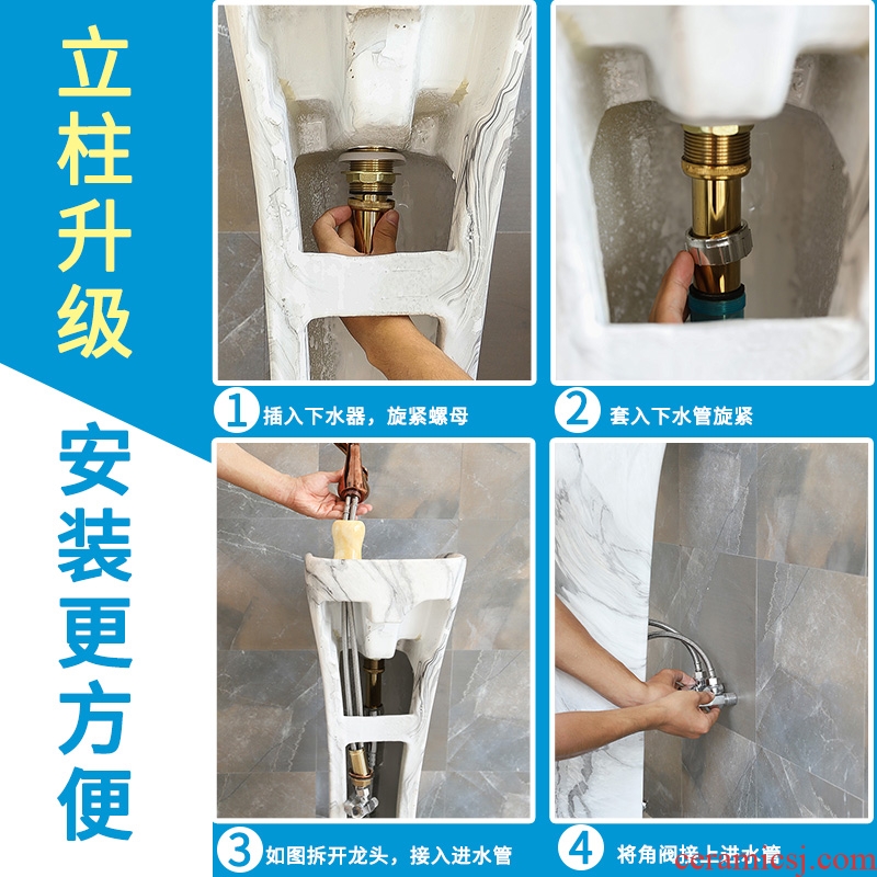 Toilet wash gargle pillar type lavatory basin one simple ceramic basin sink balcony ground contracted
