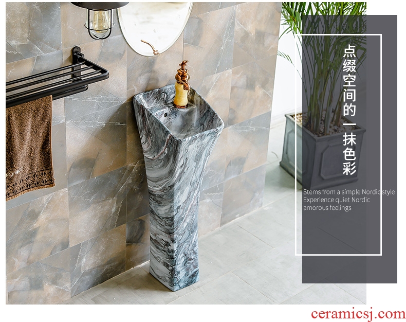 The sink marble basin ceramic basin column vertical integrated bathroom contracted balcony sink home outfit