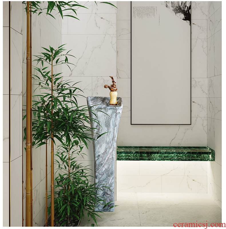 The sink marble basin ceramic basin column vertical integrated bathroom contracted balcony sink home outfit