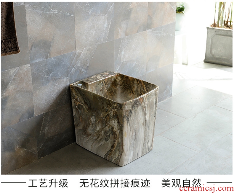 Toilet wash gargle pillar type lavatory basin one simple ceramic basin sink balcony ground contracted