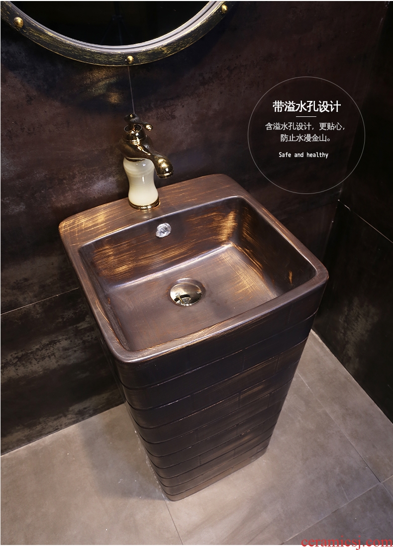 JingWei industrial brick art pillar basin integrated wind restoring ancient ways lavatory floor archaize ceramic sink basin