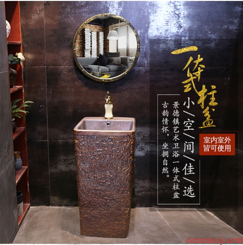 JingWei basin one floor outdoor meteorites vertical ceramic column pillar courtyard the sink basin