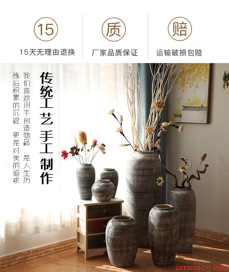 Jingdezhen do old vintage landing crude dry flower flower implement some ceramic jar jar earthenware vase do old big flowerpot soft