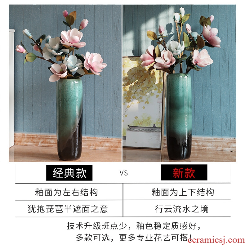 American jingdezhen ceramic vase flower arrangement of large living room furnishing articles of Chinese style porch lattice-windows lucky bamboo bottles