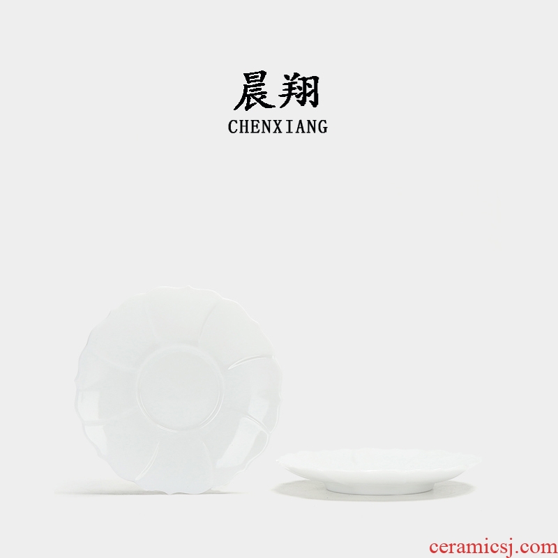 Morning cheung kung fu tea saucer coasters dehua white porcelain tea accessories mat glass ceramic tea set