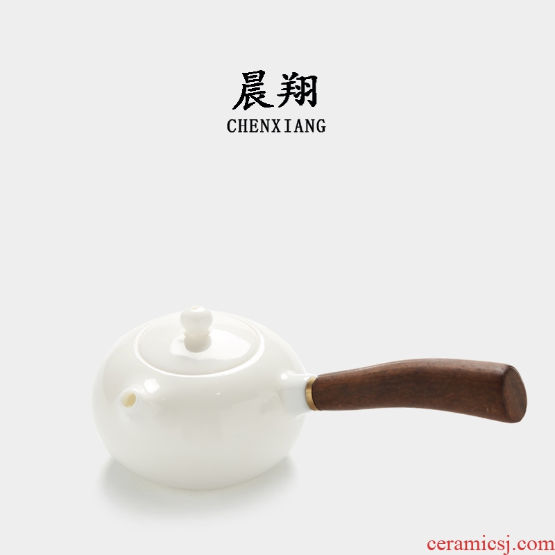 Chen xiang wood white porcelain teapot jade porcelain tea ware kung fu tea set dehua ceramic side the single pot
