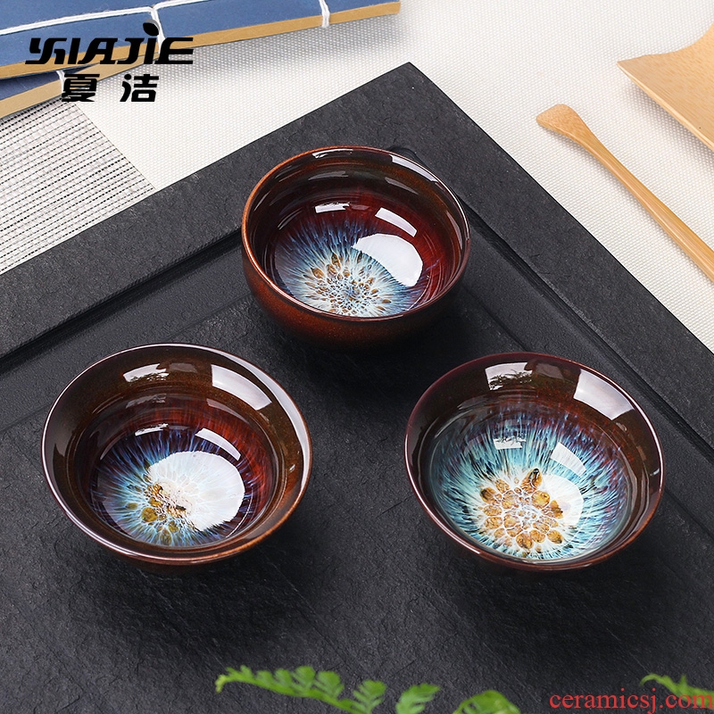 Four-walled yard noggin suit household ceramics fine gold kung fu bowl sample tea cup tea hat to master cup