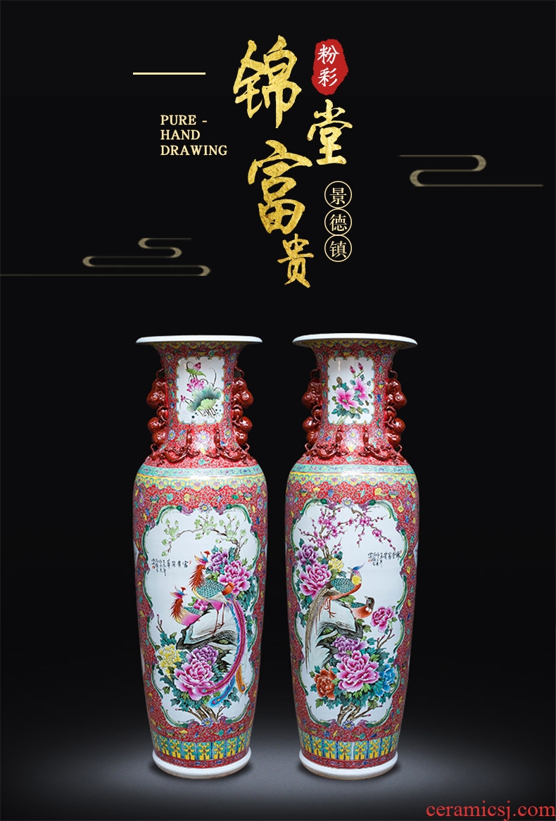 Jingdezhen ceramics hand-painted kam tong wealth of large vases, Chinese style living room decoration villa large furnishing articles