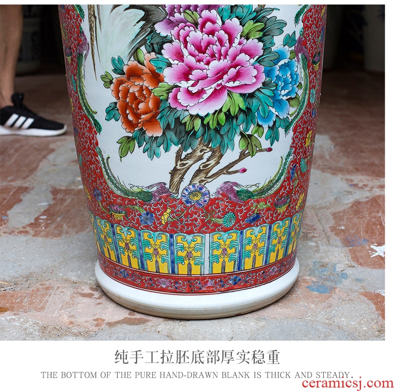 Jingdezhen ceramics hand-painted kam tong wealth of large vases, Chinese style living room decoration villa large furnishing articles