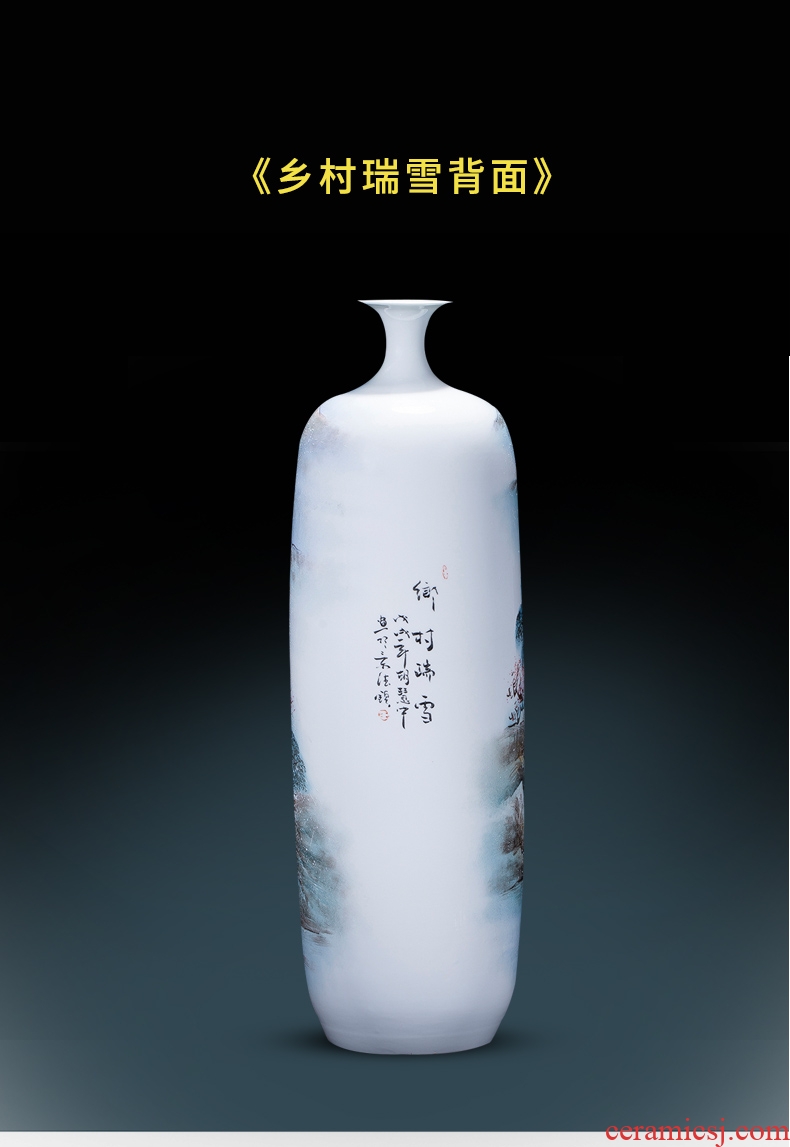 Jingdezhen ceramics by hand draw pastel landscape floor vases, new Chinese style adornment furnishing articles large living room