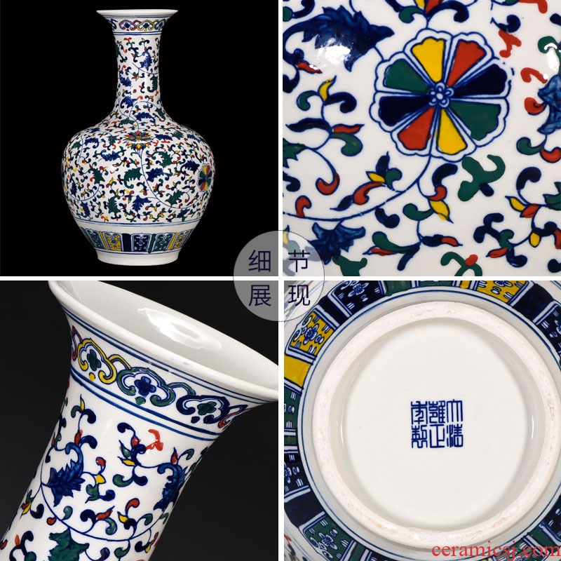 Antique Chinese classical design of blue and white porcelain jingdezhen ceramics vase rich ancient frame furnishing articles large sitting room adornment