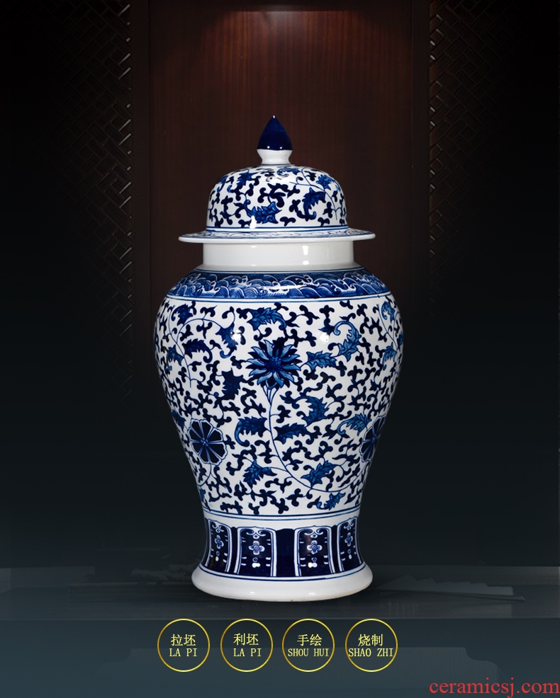 General antique porcelain jingdezhen ceramics vase colorful tank large sitting room porch decorate the Chinese style furnishing articles