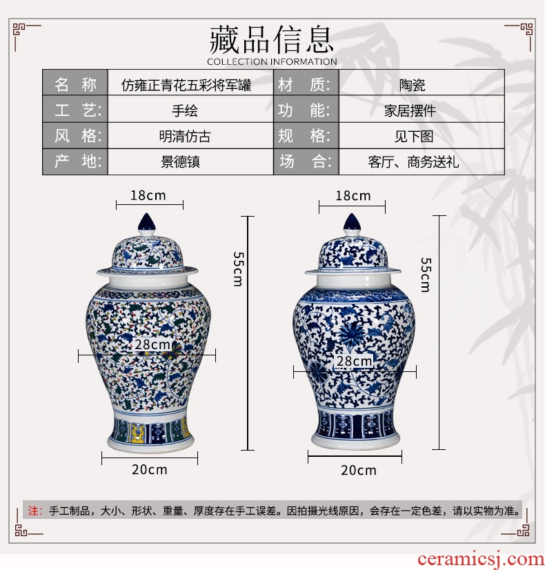 General antique porcelain jingdezhen ceramics vase colorful tank large sitting room porch decorate the Chinese style furnishing articles