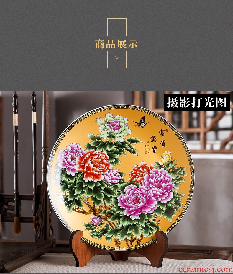 Chinese jingdezhen ceramics with a silver spoon in her mouth and decorative hanging dish sit home wine rich ancient frame handicraft furnishing articles