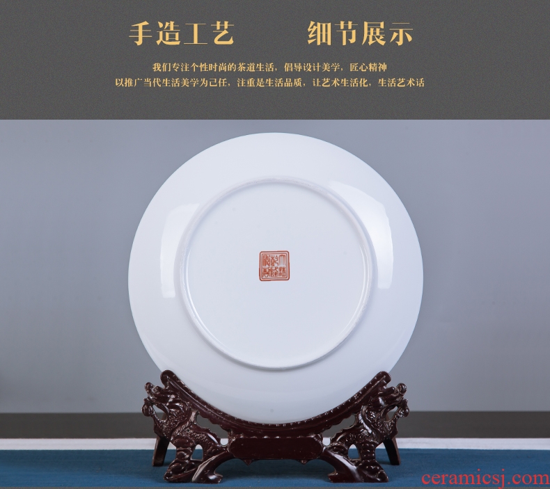 Jingdezhen ceramics ink eight steeds 10 inch decorative hanging dish sit home rich ancient frame office furnishing articles