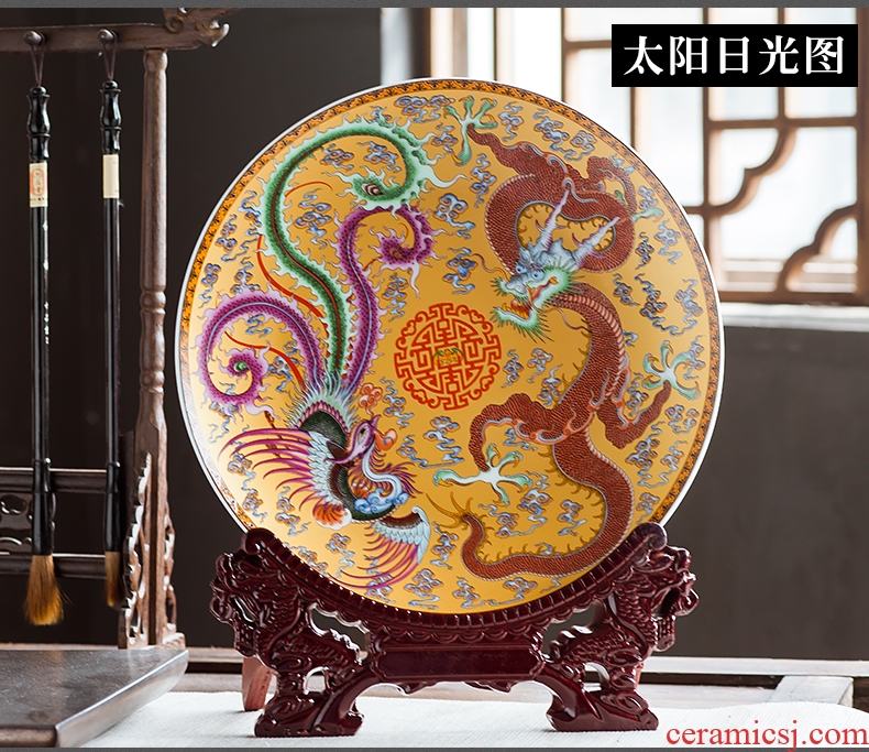 Jingdezhen ceramics in extremely good fortune 10 inch decorative hanging dish sit home study bedroom handicraft furnishing articles