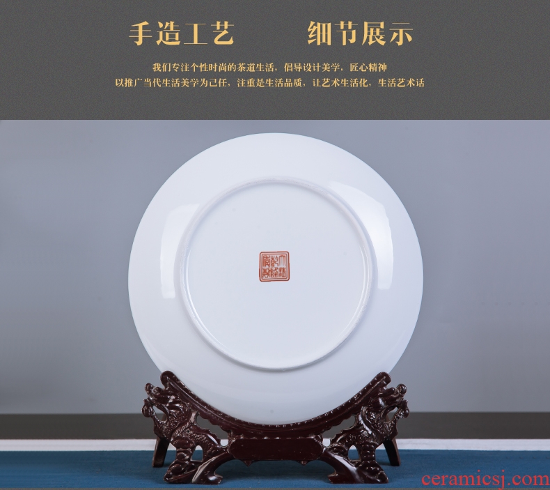 Jingdezhen ceramics ten inches of stroke blooming flowers adornment rich ancient frame hang dish sat dish household office furnishing articles