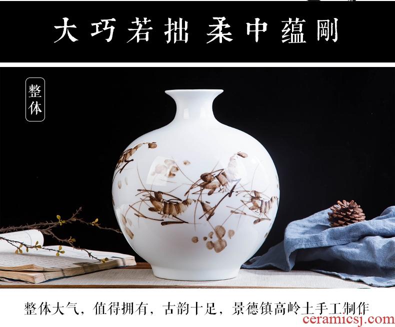 Contracted and contemporary jingdezhen ceramics hand-painted shrimp boring vase home wine cabinet office sitting room adornment is placed