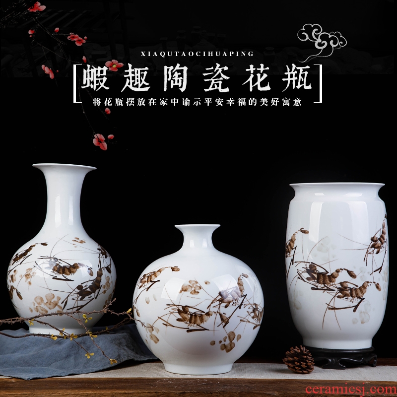 Contracted and contemporary jingdezhen ceramics hand-painted shrimp boring vase home wine cabinet office sitting room adornment is placed