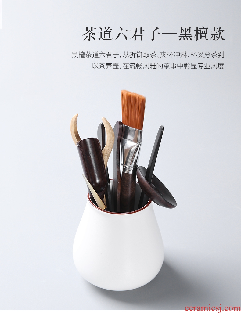 Three thousand ceramic tea tea village 6 gentleman ebony tool accessories zero match ChaGa bamboo tea spoon solid wood