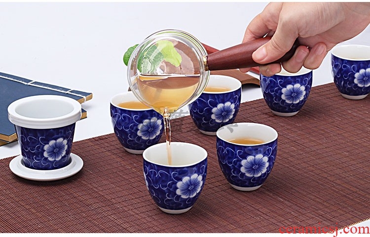Tang accumulate special jade porcelain white porcelain household ceramics kung fu tea set gift box tureen tea cup contracted the teapot