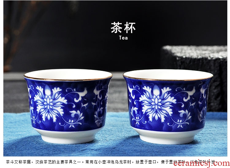 Tang aggregates hand-painted ceramic tea set household enamel teapot jingdezhen blue and white porcelain cups make tea bowl