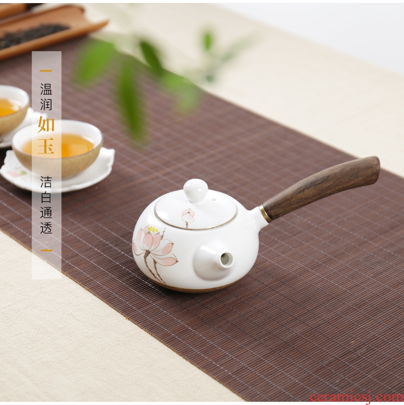 Are good source of ebony handle side pot of ceramic hand-painted teapot kung fu tea set single pot of Japanese long handle the clay pot