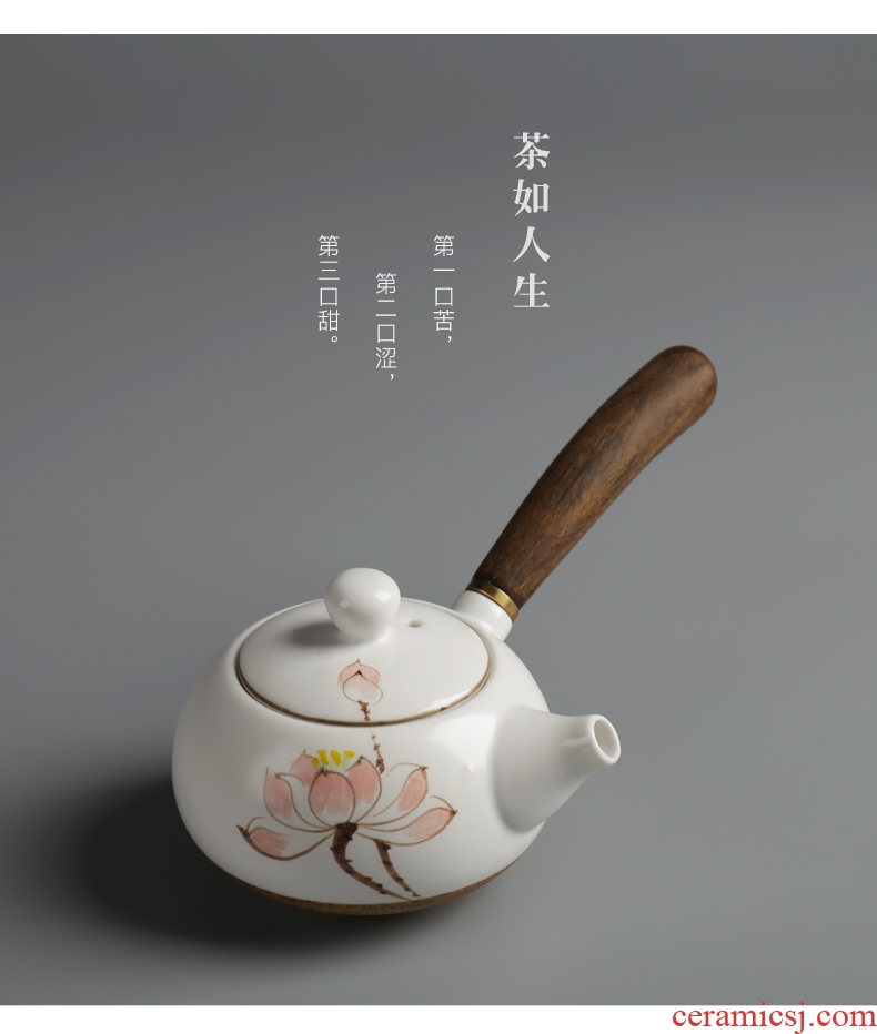 Are good source of ebony handle side pot of ceramic hand-painted teapot kung fu tea set single pot of Japanese long handle the clay pot