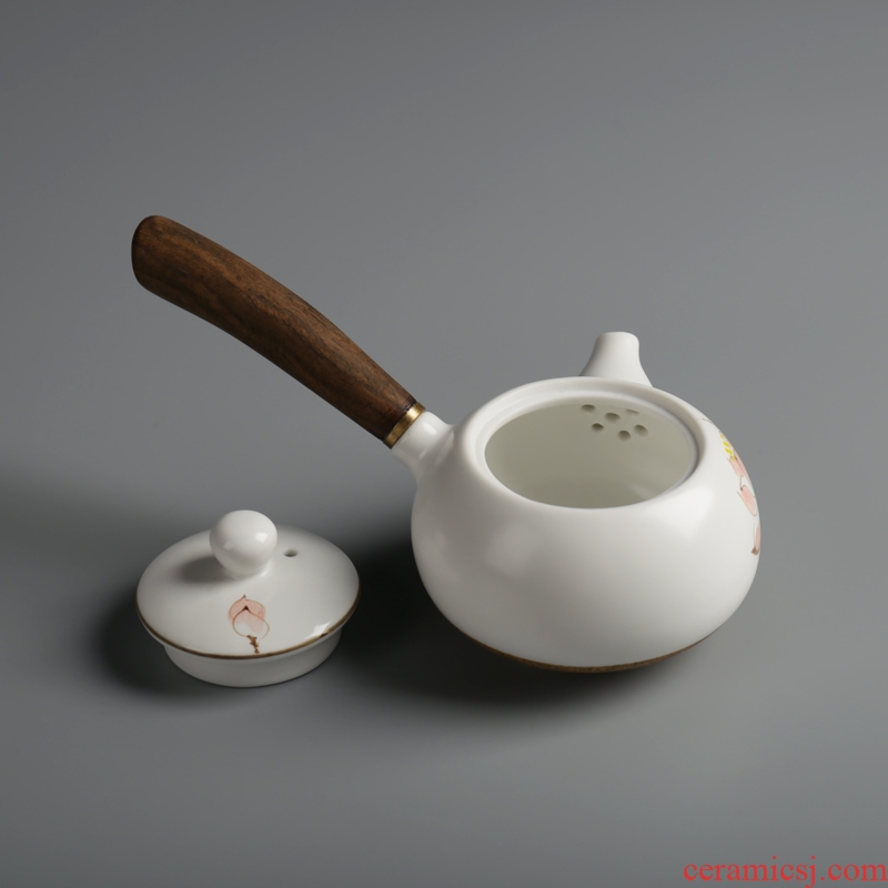 Are good source of ebony handle side pot of ceramic hand-painted teapot kung fu tea set single pot of Japanese long handle the clay pot