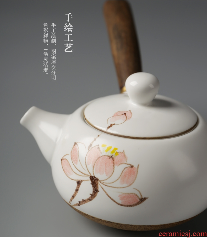 Are good source of ebony handle side pot of ceramic hand-painted teapot kung fu tea set single pot of Japanese long handle the clay pot