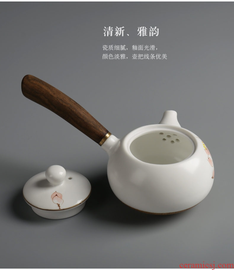 Are good source of ebony handle side pot of ceramic hand-painted teapot kung fu tea set single pot of Japanese long handle the clay pot