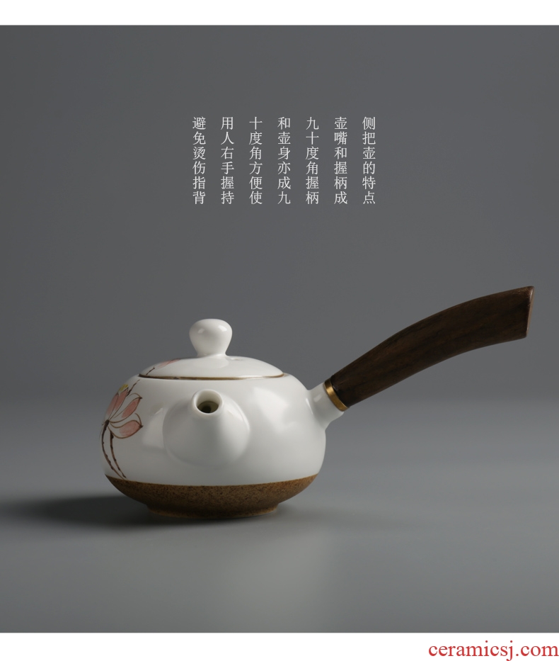 Are good source of ebony handle side pot of ceramic hand-painted teapot kung fu tea set single pot of Japanese long handle the clay pot