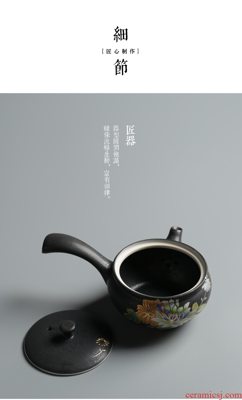 Are good source Japanese side of creative ceramic pot of kung fu tea set on flower tea ware kiln single pot of black belt filter