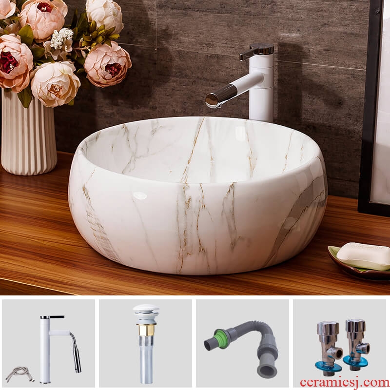 Contemporary and contracted design art on the stage basin sink toilet basin faucet suit household ceramic wash basin