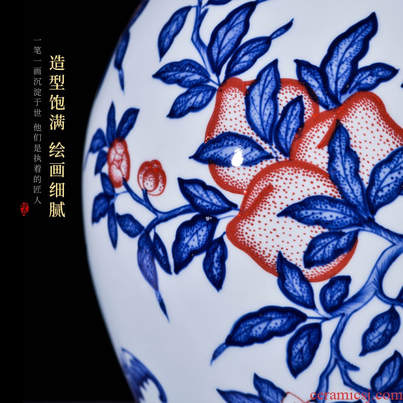 Jingdezhen ceramics antique vases, flower arranging living room TV cabinet table dry flower of Chinese style porch place ornament