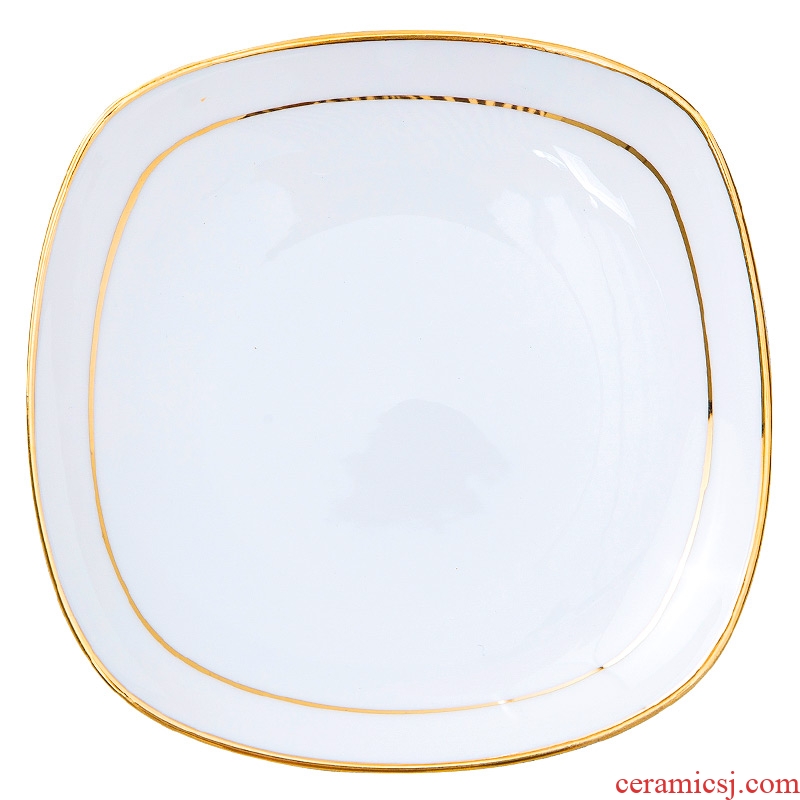 European ceramic plate creative phnom penh square bone soup plate household food dish plate jingdezhen porcelain western-style food tableware