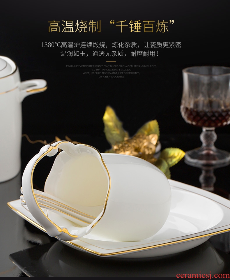 Jingdezhen tableware suit household European square dishes ceramic creative phnom penh dish combination of pure luxury