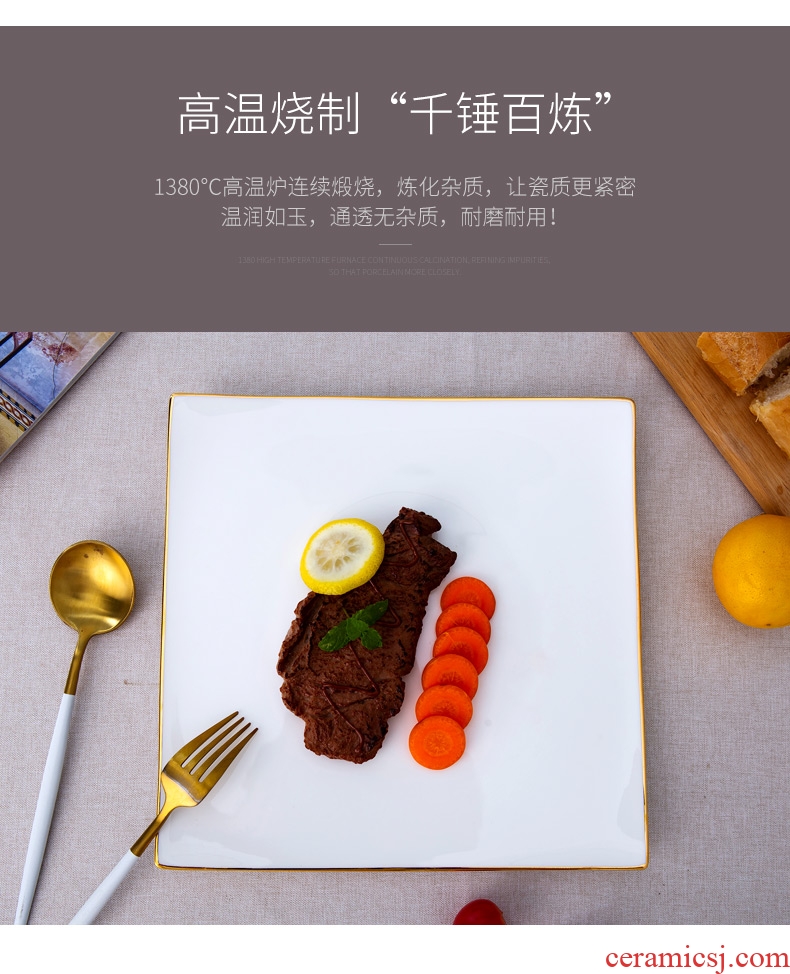 Jingdezhen phnom penh bone China 8 inch 10 inch Fang Pingpan hotel display plate steak plate dinner plate as ceramic platter