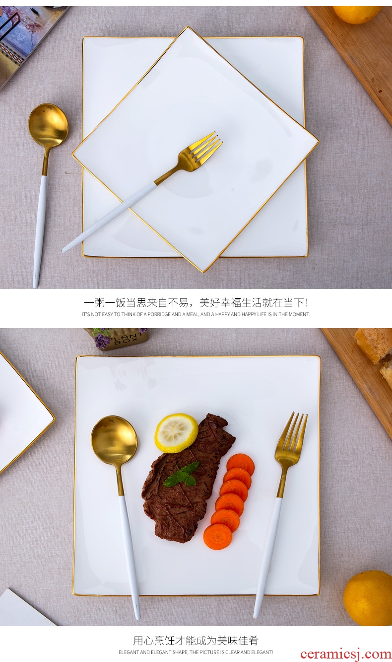 Jingdezhen phnom penh bone China 8 inch 10 inch Fang Pingpan hotel display plate steak plate dinner plate as ceramic platter
