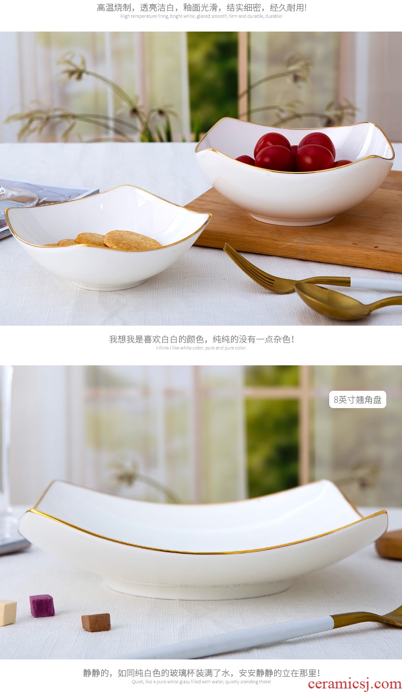 Jingdezhen ceramic tableware creative home pure white contracted bowl of soup bowl of salad bowl size phnom penh newborn dishes