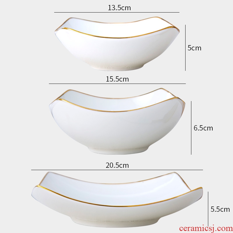 Jingdezhen ceramic tableware creative home pure white contracted bowl of soup bowl of salad bowl size phnom penh newborn dishes